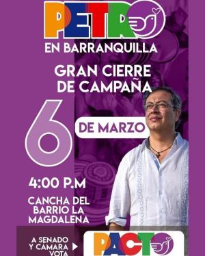 Gustavo Petro cierra campaña en Barranquilla con homenaje a las víctimas del conflicto